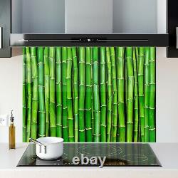Panneau de cuisinière en carrelage de cuisine avec éclaboussures en verre, en bambou et en art végétal de TOUTE TAILLE, 0514.