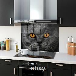 Panneau de cuisinière en carrelage de cuisine en verre avec photo d'animal de chat, art 1103, TOUTE TAILLE