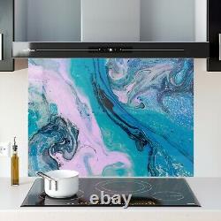 Panneau de cuisinière en carrelage de cuisine en verre de toutes tailles, mélange d'art liquide en marbre 0420