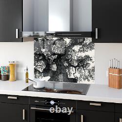 Panneau de cuisinière en verre pour cuisine avec éclaboussures de peintures abstraites et photo d'arbre de toutes tailles 1040