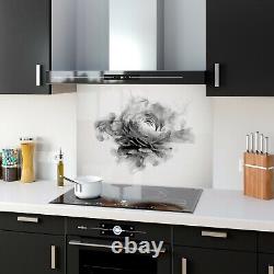 Panneau mural de cuisine en verre avec motif artistique de fleurs, disponible en TOUTES LES TAILLES