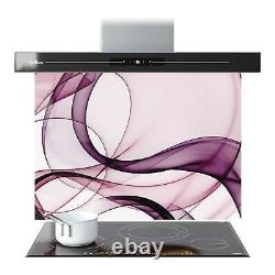 Panneau mural en verre pour dosseret de cuisine, carreau violet d'art abstrait vague de n'importe quelle taille WxH