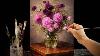 Peindre Des Pivoines Roses Et Violettes Dans Un Vase En Verre &mdash; Tutoriel Relaxant &agrave; L&rsquo;acrylique 163
