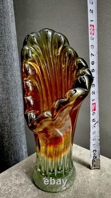Petit vase vintage soviétique en verre d’art du milieu du XXe siècle – Décoration de bureau style Space Age – Vase SPLASH