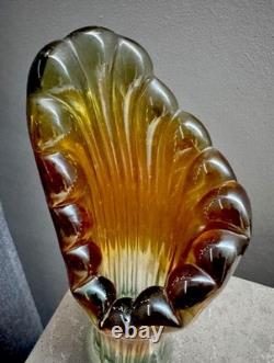 Petit vase vintage soviétique en verre d’art du milieu du XXe siècle – Décoration de bureau style Space Age – Vase SPLASH