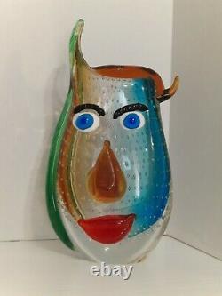 Picasso Italien Murano Art Glass Vase, 12 Colorful Hand Blown Home Decor