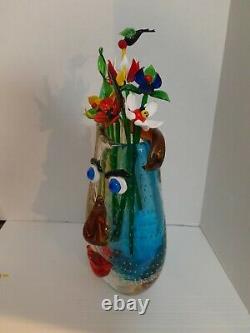 Picasso Italien Murano Art Glass Vase, 12 Colorful Hand Blown Home Decor
