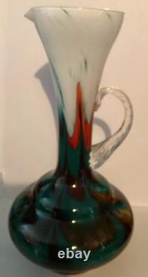 Pichet/vase en verre opalin de Florence, 12,5 pouces de hauteur, superbe pièce rétro pop art
