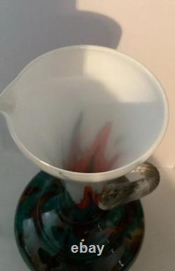 Pichet/vase en verre opalin de Florence, 12,5 pouces de hauteur, superbe pièce rétro pop art