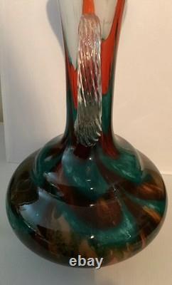 Pichet/vase en verre opalin de Florence, 12,5 pouces de hauteur, superbe pièce rétro pop art