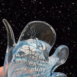 Poisson en cristal Marcolin Art Glass fabriqué en Suède, poids en papier signé en argent pur