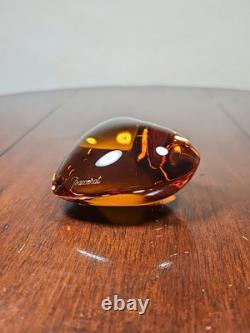 Presse-papier en cristal français Baccarat vintage en forme de cœur orange soufflé