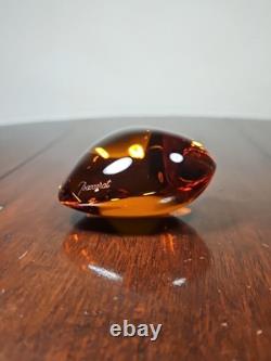 Presse-papier en cristal français Baccarat vintage en forme de cœur orange soufflé
