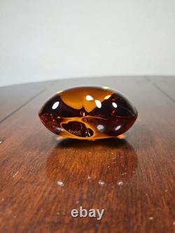 Presse-papier en cristal français Baccarat vintage en forme de cœur orange soufflé