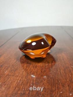 Presse-papier en cristal français Baccarat vintage en forme de cœur orange soufflé