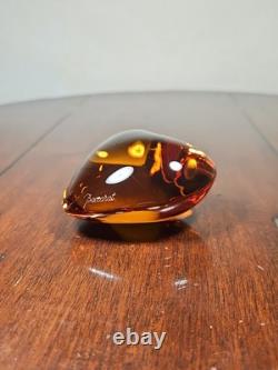 Presse-papier en cristal français Baccarat vintage en forme de cœur orange soufflé