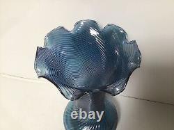 Q29 Vase en verre d'art italien vintage avec motif bleu tourbillon, Vase en verre pour cadeau