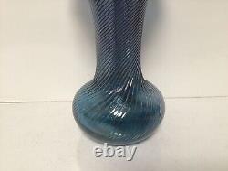 Q29 Vase en verre d'art italien vintage avec motif bleu tourbillon, Vase en verre pour cadeau