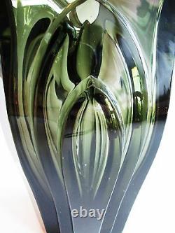 R. Hlousek Massive Bohemian Art Déco 1930's Hand-cut Smoky Glass Vase 5.8 Lb