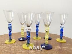 RARES 7 verres à cordial vintage soufflés à la main Kjell Jordhan Elme Almhult Suède