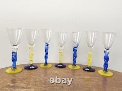 RARES 7 verres à cordial vintage soufflés à la main Kjell Jordhan Elme Almhult Suède