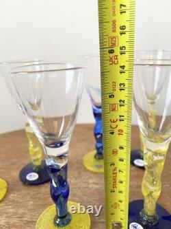 RARES 7 verres à cordial vintage soufflés à la main Kjell Jordhan Elme Almhult Suède