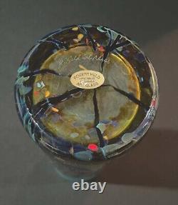 ROBERT HELD 10-3/8 Vase de pavot rouge de Californie en verre d'art iridescent bleu ambre