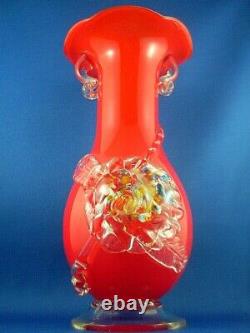 Rare 1880+ Victorian Stevens & Williams Angleterre Art Glass Vase Flower Splatter Flower