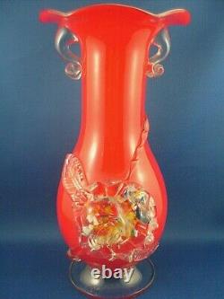 Rare 1880+ Victorian Stevens & Williams Angleterre Art Glass Vase Flower Splatter Flower