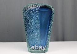 Rare Alessandro Mandruzatto Murano Vase Bleu Verre, Facetté Style Sommerso 9.5