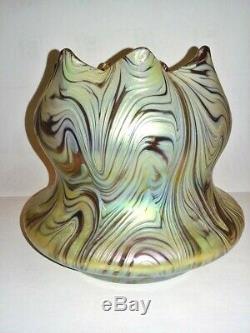 Rare Antique Kralik Vert Phanomen Iridescent Bohème Art Nouveau Vase En Verre