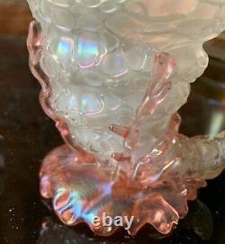 Rare Antique Rose Art Glass Conch Shell Vase Johann Loetz Chiné Décor Vers 1897