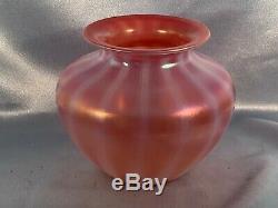 Rare Antique Steuben Oriental Poppy Art Glass Vase Cranberry Stripe-nous Des Navires