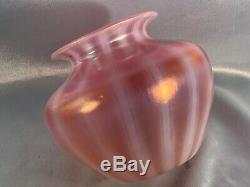Rare Antique Steuben Oriental Poppy Art Glass Vase Cranberry Stripe-nous Des Navires