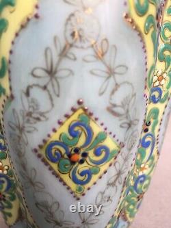 Rare Antique Thomas Webb Marocaine Émail Art Opalines Vase Bohème