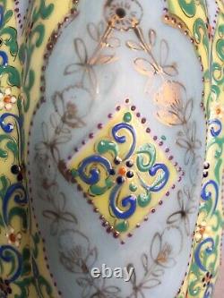 Rare Antique Thomas Webb Marocaine Émail Art Opalines Vase Bohème