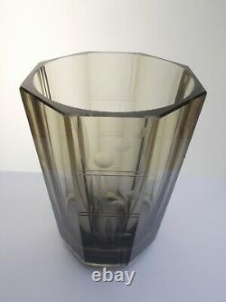 Rare Art Antique Deco Josef Hoffman Moser Octagonal Facet Coupe Verre Vase 1930s