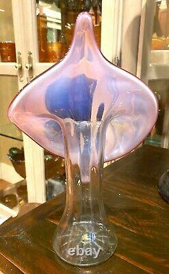 Rare Canneberge Victorienne Opal Uranium Art Jack Verre Dans Le Vase Pulpitre Glows