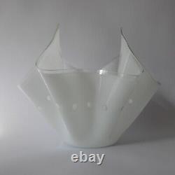 Rare Chance Glass Intaglio'cut Pearl' 7 Vase Mouchoir, Blanc Clignoté Clair