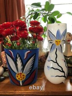 Rare Grand Kosta Boda Ulrica Hydman Vallien Signé Vase D’art Peint Fleur 14