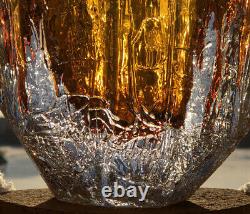 Rare Grand Solide Goran Warff Kosta Boda Suède Mur Épais Amber Art Glass Vase