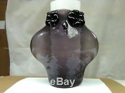 Rare Milieu Du Siècle Moderne Blown Glass Art 1958 Wayne Husted 8,75 Purple Owl Vase