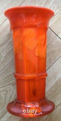 Rare Période Art Déco Grands Davidsons Vase En Verre Nuage D'orange