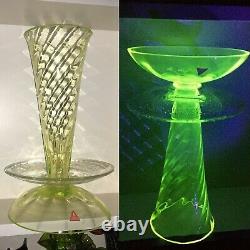 Rare Signé Borek Sipek Ajeto Uranium Wrythen Bulles Czech Art Glass Vase Tazza