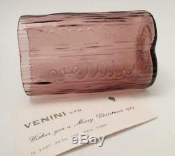 Rare Signé Venini Murano Italian Art Glass Vase 1967 Publicité Promotionnelle