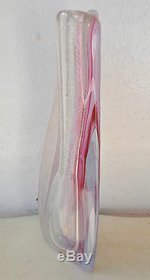 Rare Vase En Verre Fait À La Main De Bohême, Veiné 30 CM (12) Bohème Tchèque Superbe