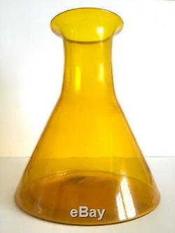 Rare Vintage 1957 MCM Blenko Jonquille Jaune Monumental XL Art Glass Vase Étage