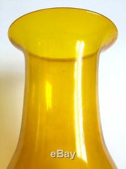 Rare Vintage 1957 MCM Blenko Jonquille Jaune Monumental XL Art Glass Vase Étage