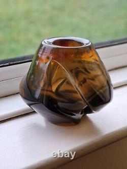 Rare Vintage MID Century Eino Maelt Tarbeklaasi Soviet Urss Vase En Verre D'art Ambre
