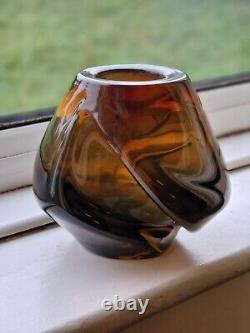 Rare Vintage MID Century Eino Maelt Tarbeklaasi Soviet Urss Vase En Verre D'art Ambre